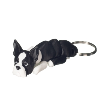 brelok 3D boston terrier czarno-biały – brelok do kluczy pies 6,5 cm